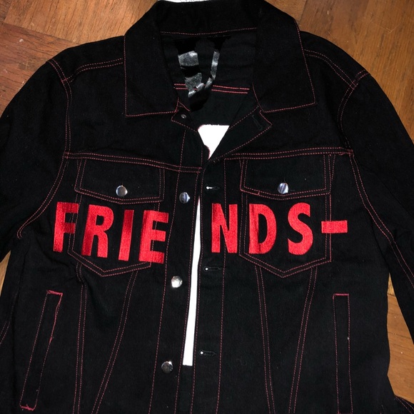 vlone denim jacket red